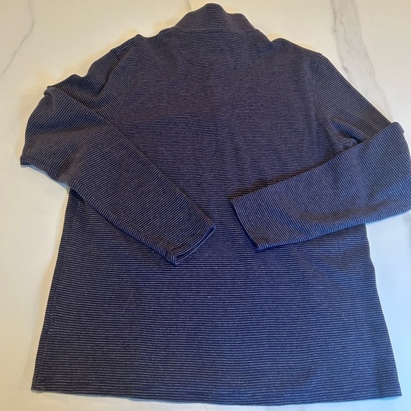 Michael Kors Sweater Mens XXL Mock Neck 1/4 Button Pullover Stretch Blue Striped - Picture 5 of 9